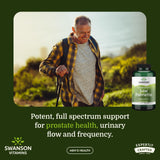 Detalle de cápsulas veganas Swanson Saw Palmetto, textura y forma fácil de tragar