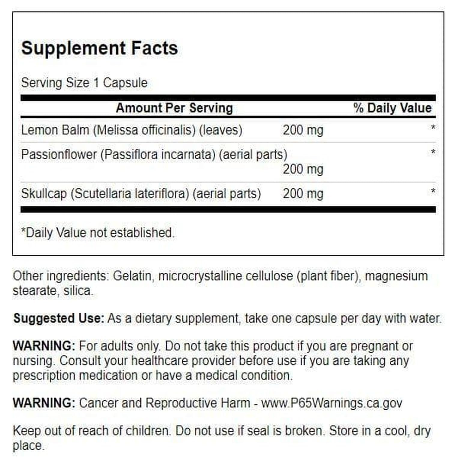 Swanson primer plano de la etiqueta mostrando ingredientes y certificaciones confiables