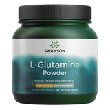 Swanson envase frontal de L-glutamina Ajipure mostrando etiqueta y beneficios
