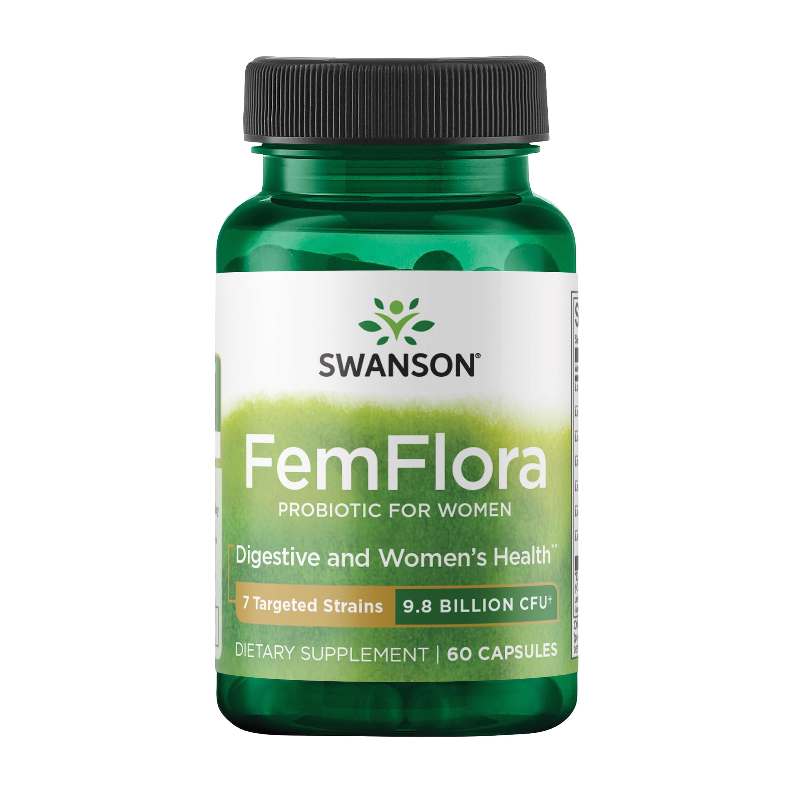 Swanson envase FemFlora frontal mostrando el producto y facilidad de uso