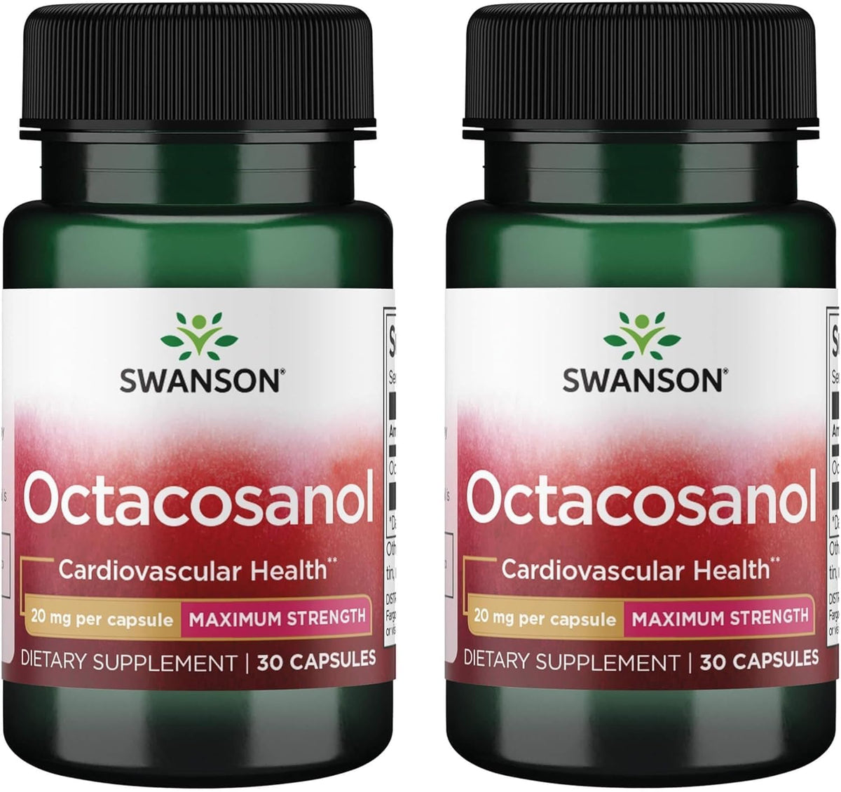 Swanson frasco frontal de Octacosanol 20 mg, envase claro y seguro