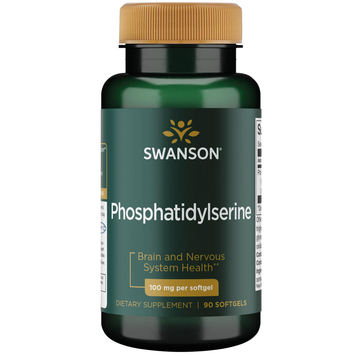 Swanson frasco frontal mostrando 90 cápsulas y beneficios de calidad