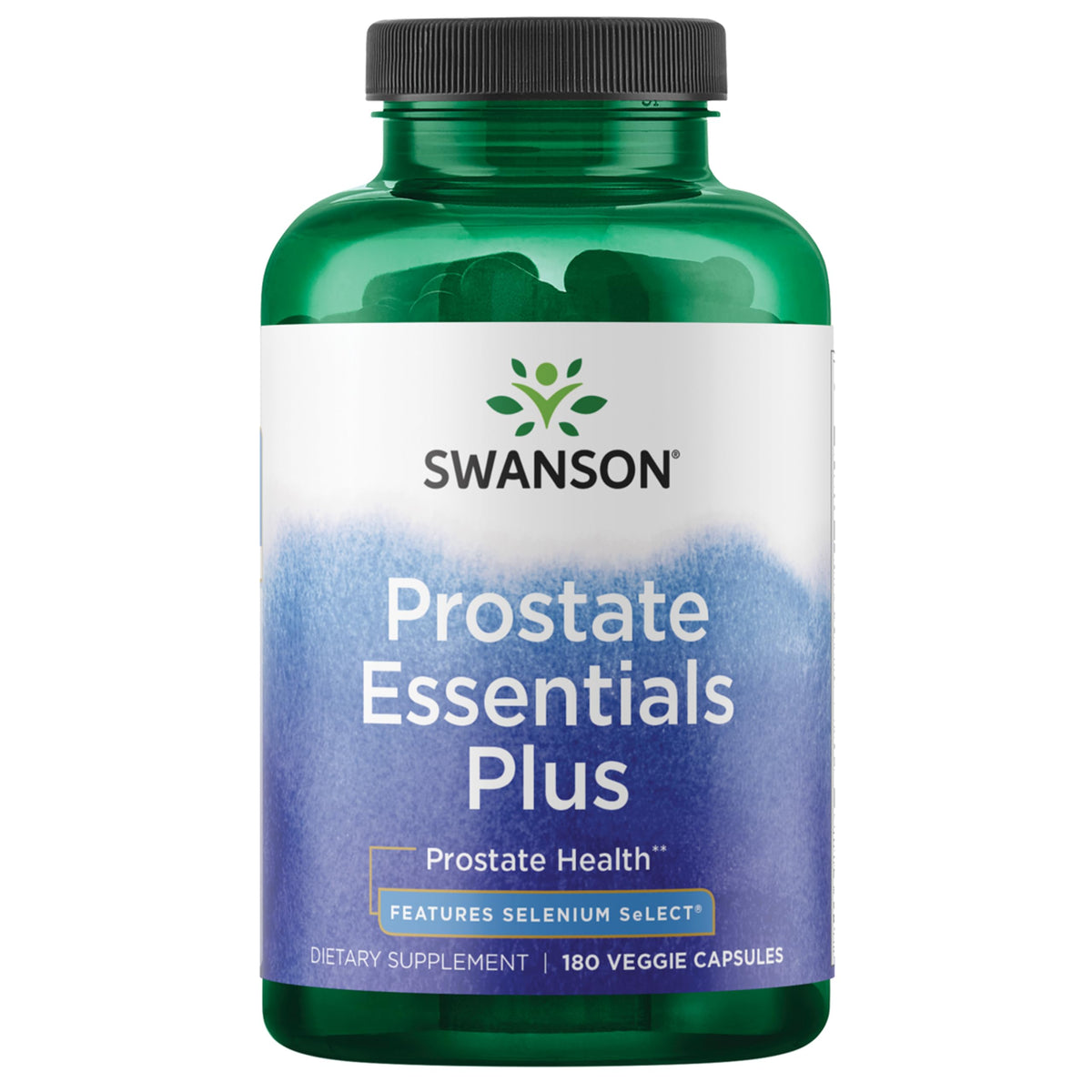 Swanson envase frontal Prostate Essentials Plus muestra fórmula y beneficios