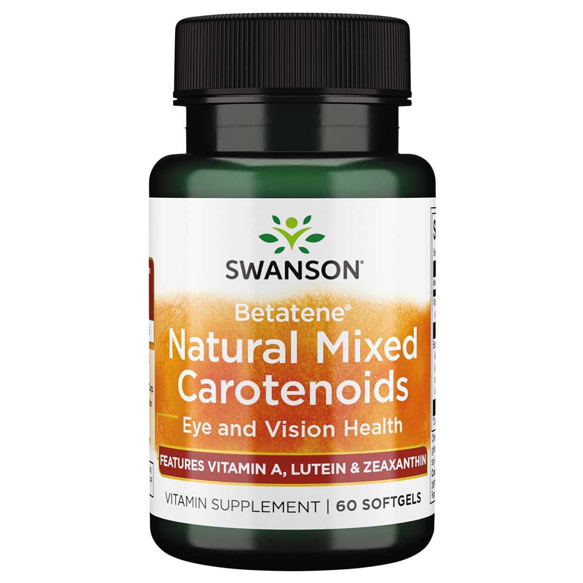 Swanson frasco frontal del producto Betatene mostrando presentación y beneficio natural