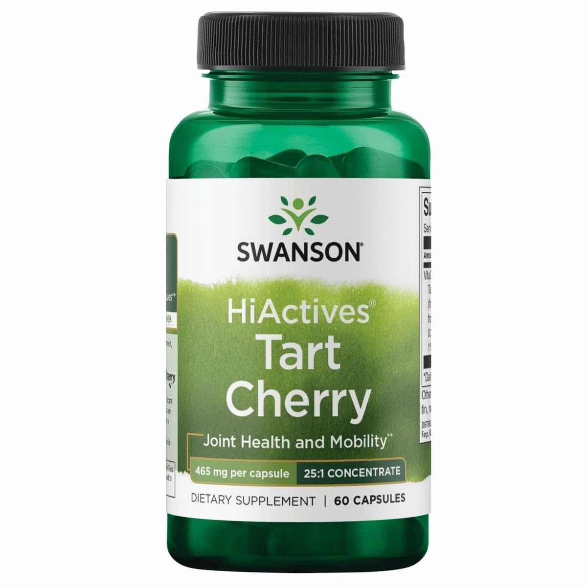 Swanson envase frontal Tart Cherry mostrando la marca y beneficio articular