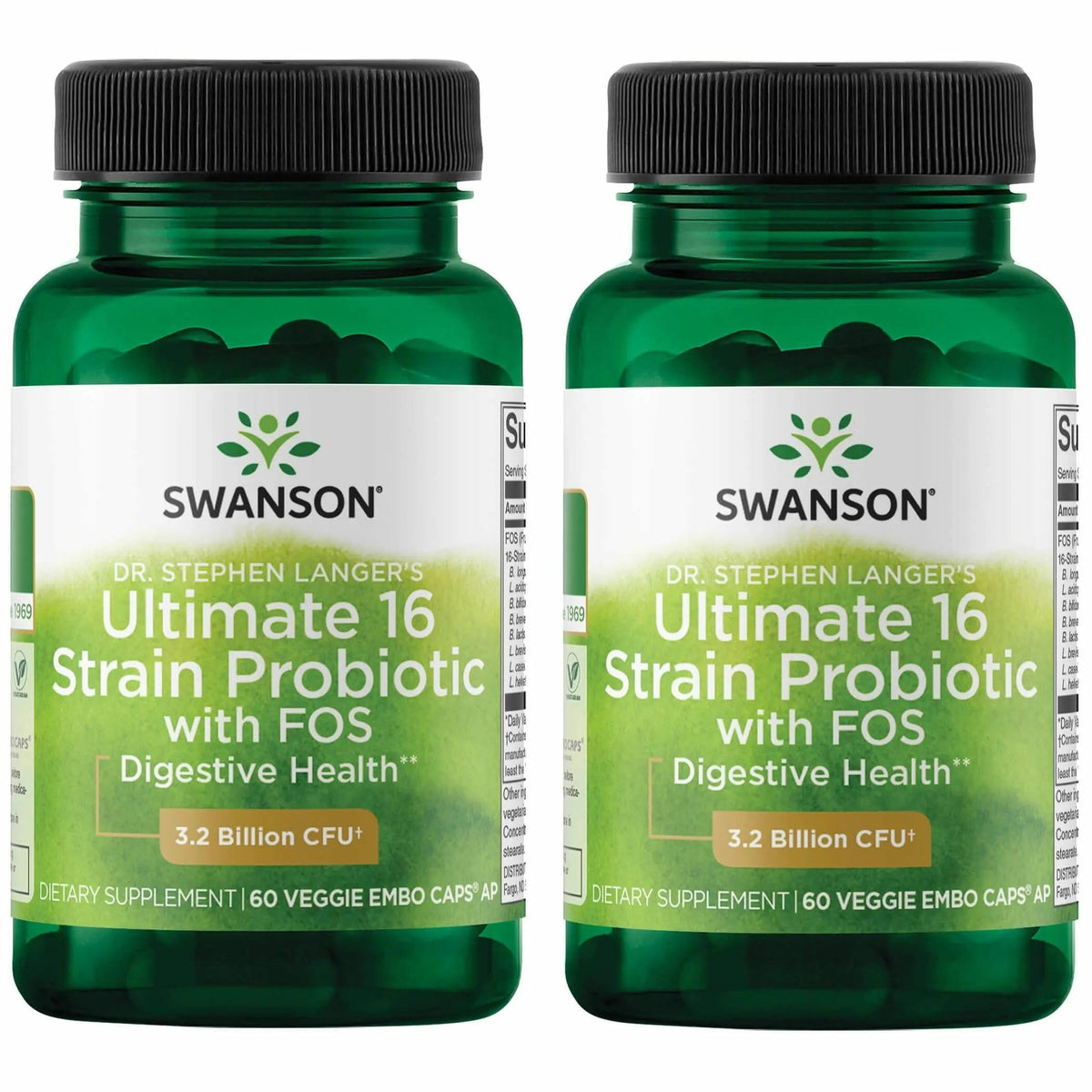 Swanson frasco frontal mostrando 60 cápsulas veganas y claridad de uso