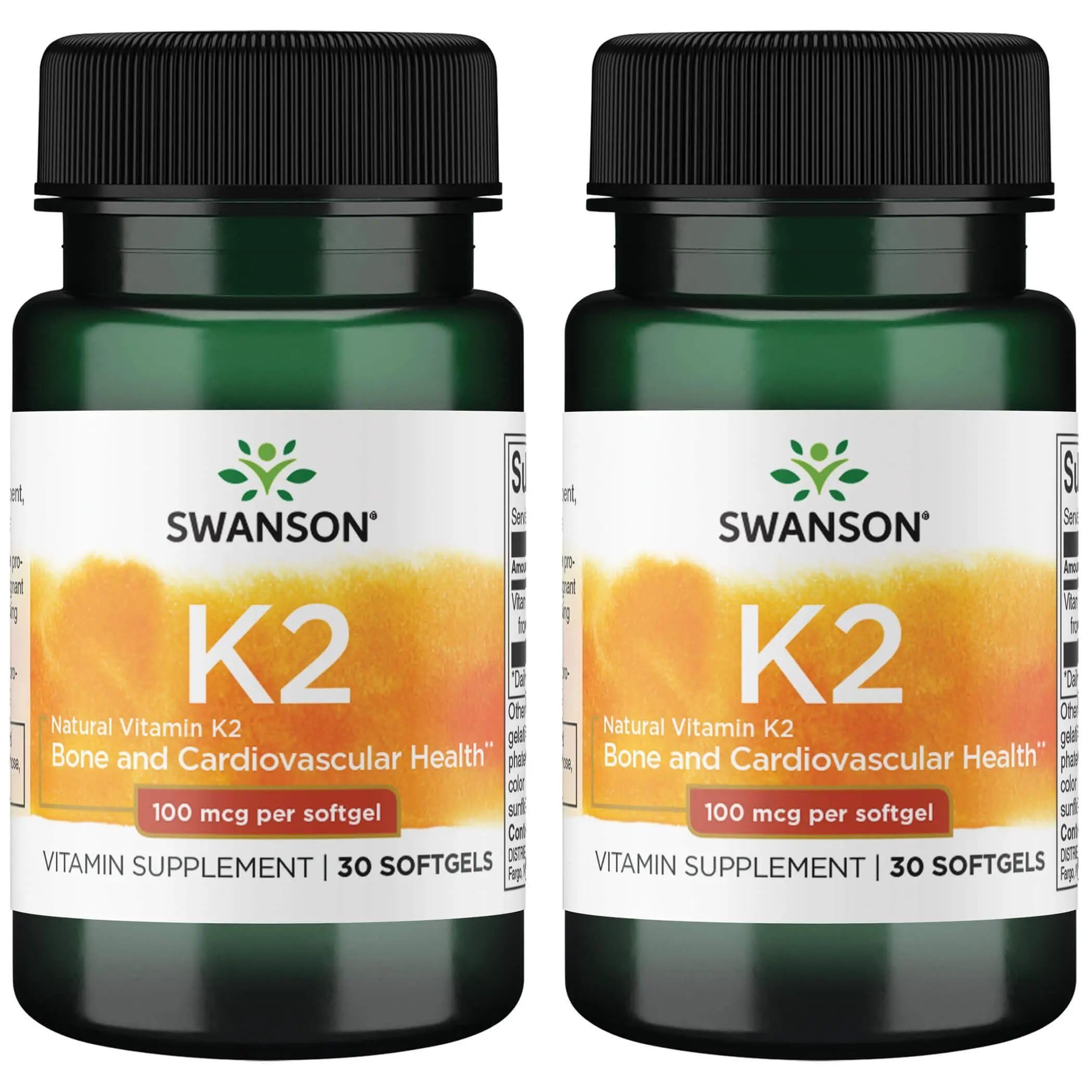 Swanson frontal del paquete K2 mostrando el envase y beneficios