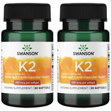 Swanson frontal del paquete K2 mostrando el envase y beneficios