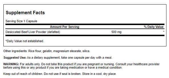 Swanson etiqueta detalle con ingredientes y certificaciones visibles