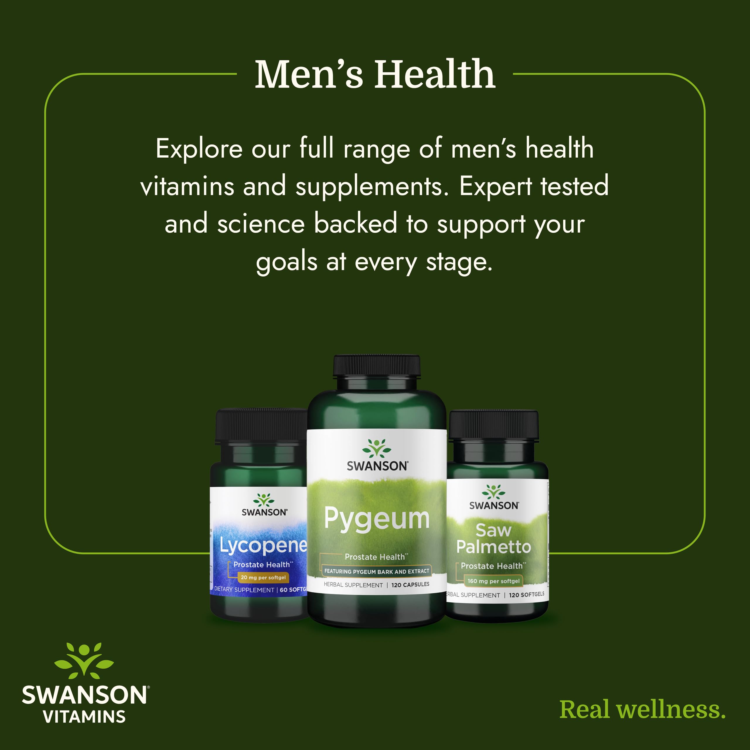 Fruto de Saw Palmetto en primer plano junto a frasco Swanson, resaltando ingredientes naturales
