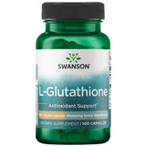 Swanson frasco frontal de L-Glutathione mostrando la etiqueta y facilidad de uso