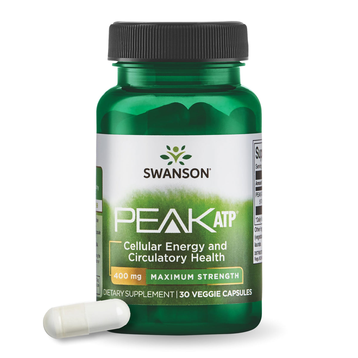 Swanson Peak ATP vista frontal del envase mostrando la marca y dosis beneficiosa