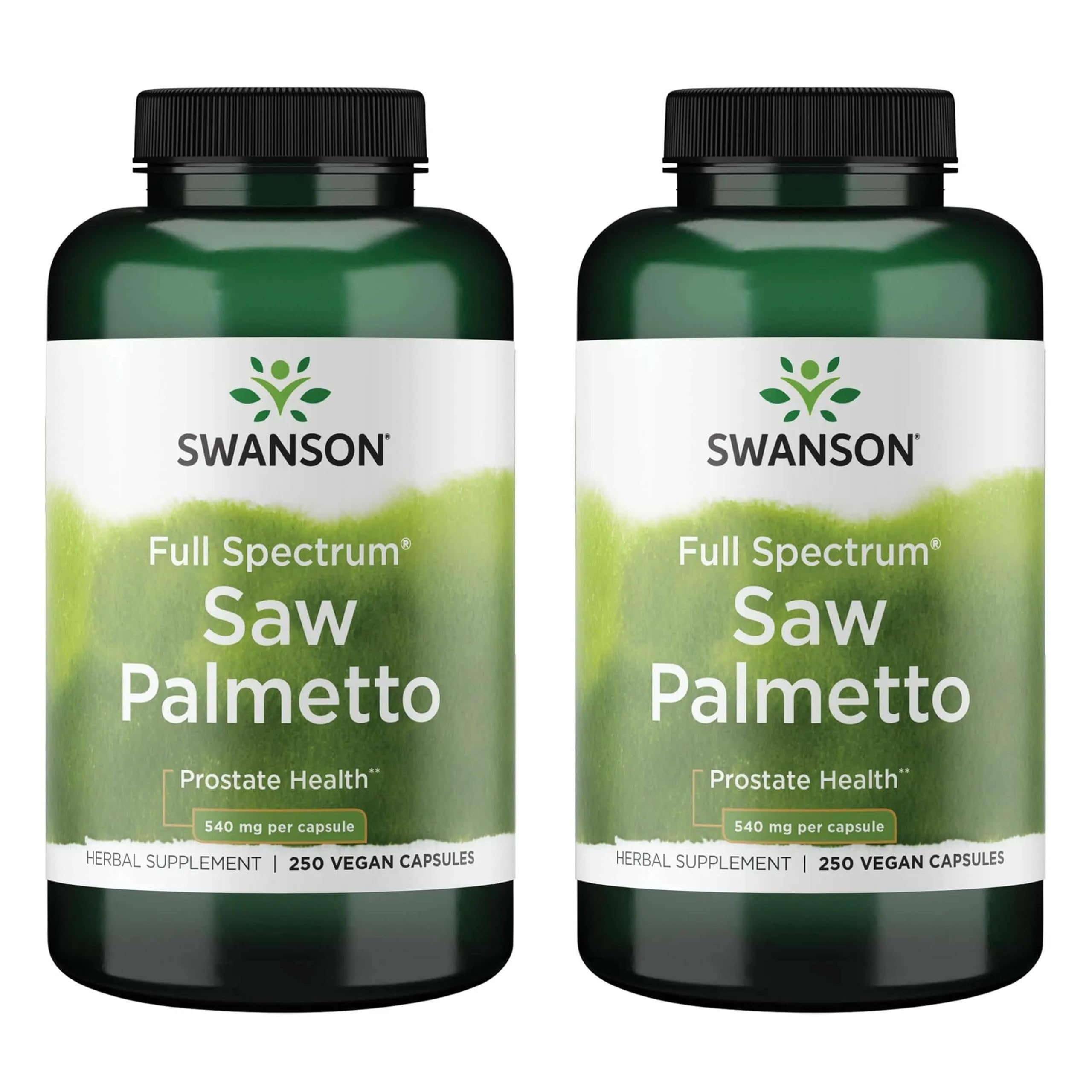Swanson primer plano del frasco mostrando la marca y beneficio prostático
