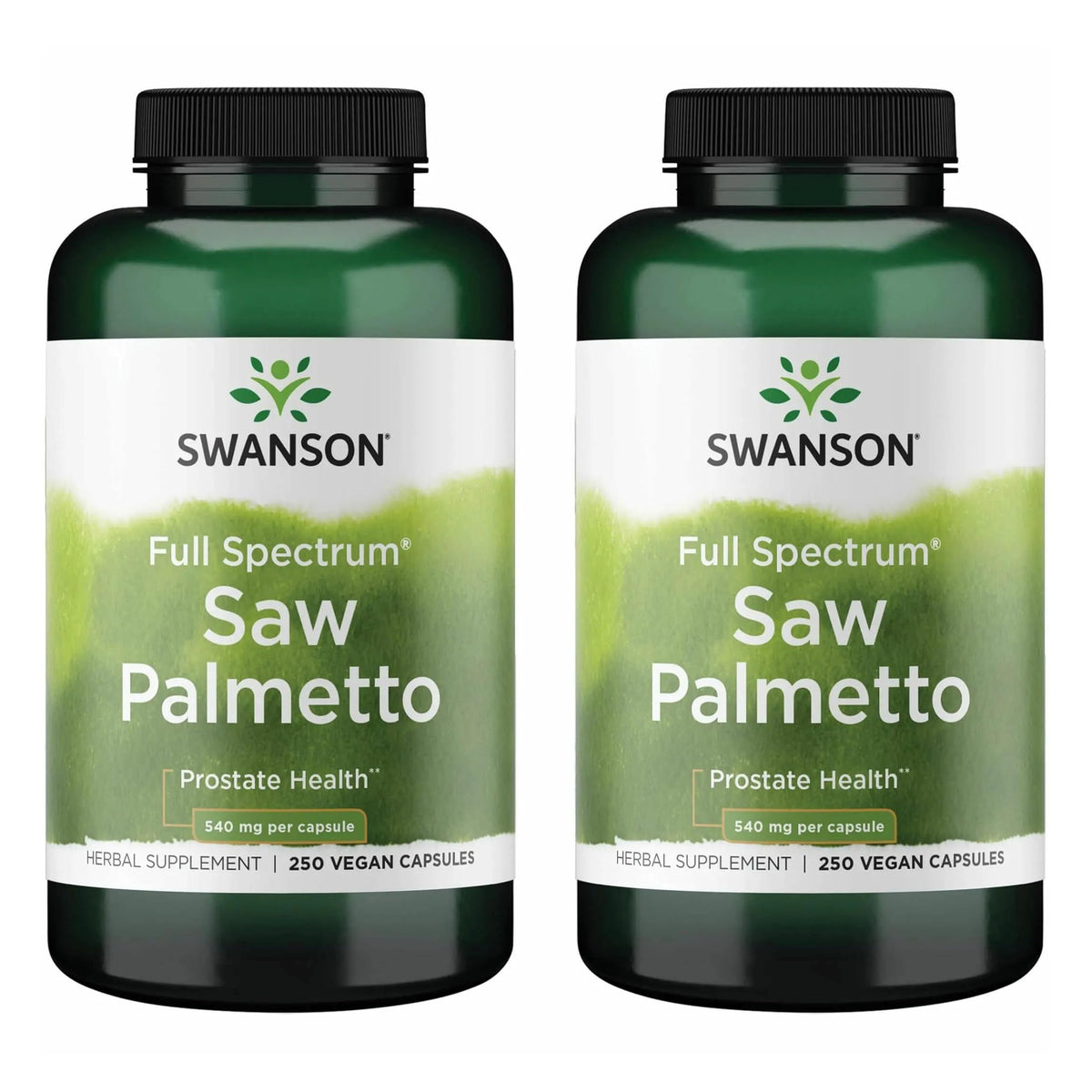 Swanson primer plano del frasco mostrando la marca y beneficio prostático
