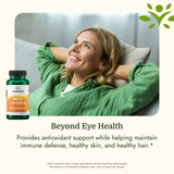 Swanson softgels junto a zanahoria indicando origen provitamina