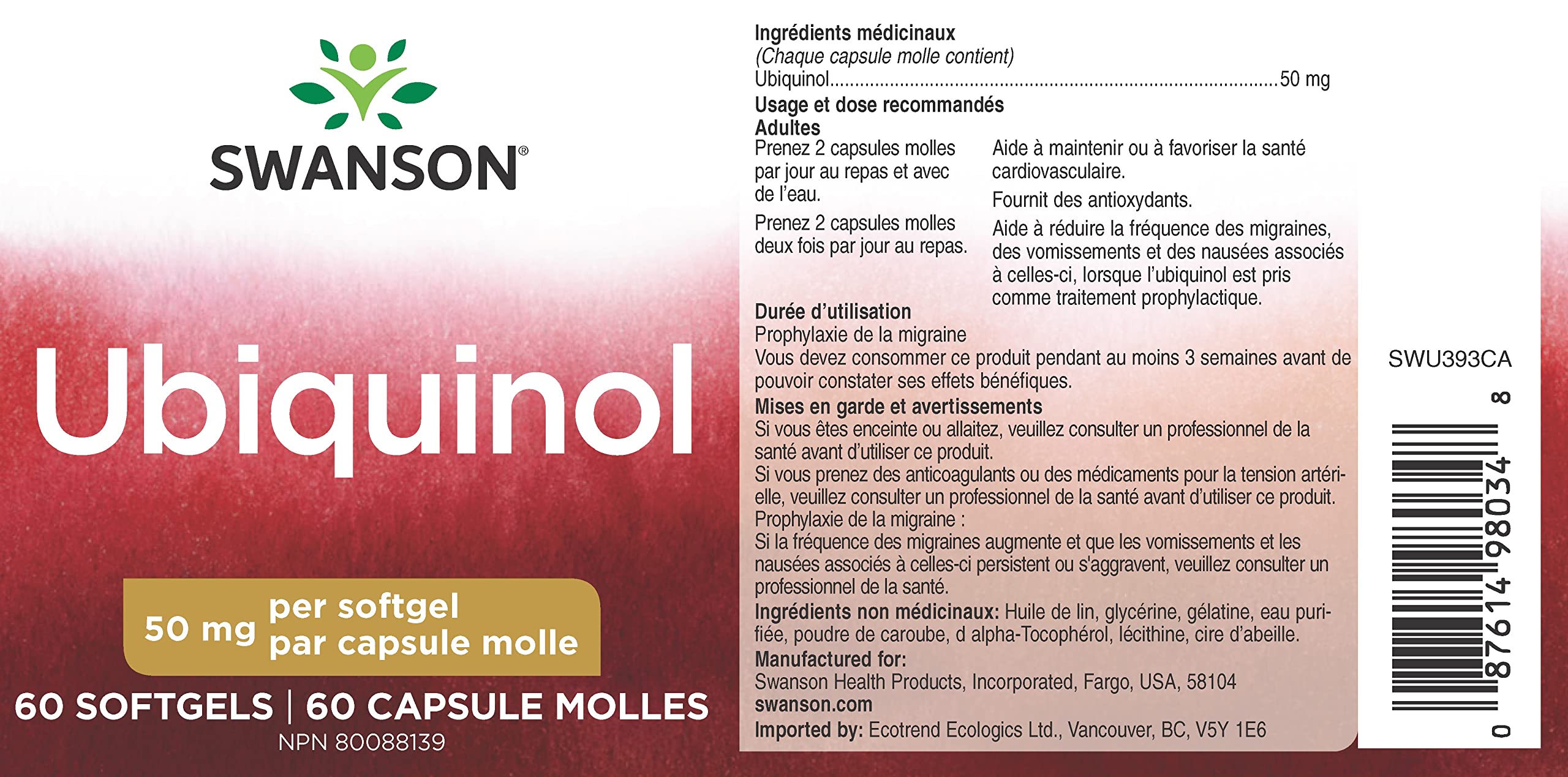 Cápsula de Swanson Ubiquinol en mano para comparar tamaño y facilidad de ingestión