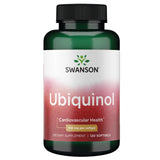 Swanson ubiquinol frasco frontal mostrando 120 softgels y facilidad de uso