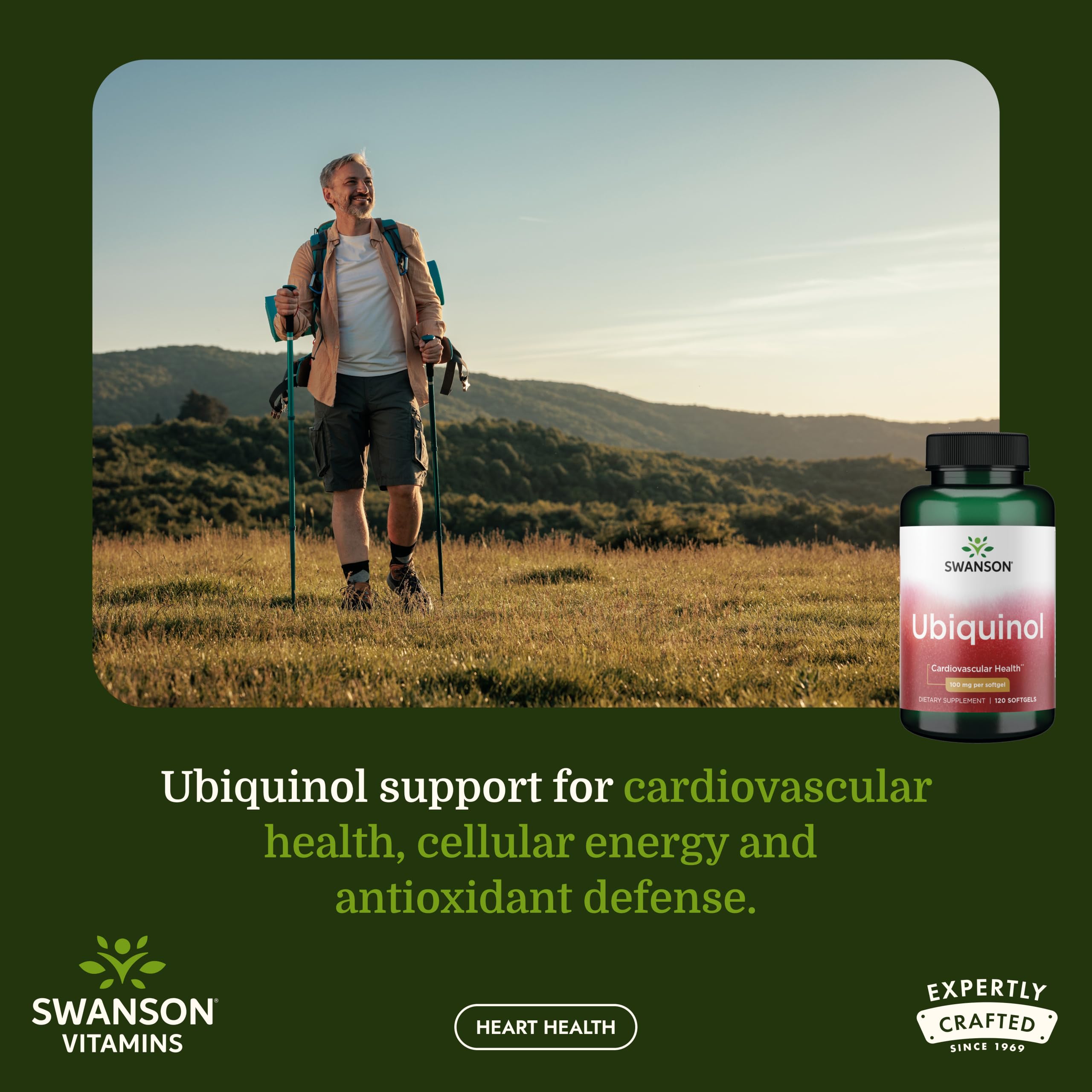 Swanson ubiquinol close-up de softgel que resalta textura y rápida absorción