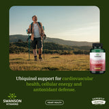 Swanson ubiquinol close-up de softgel que resalta textura y rápida absorción