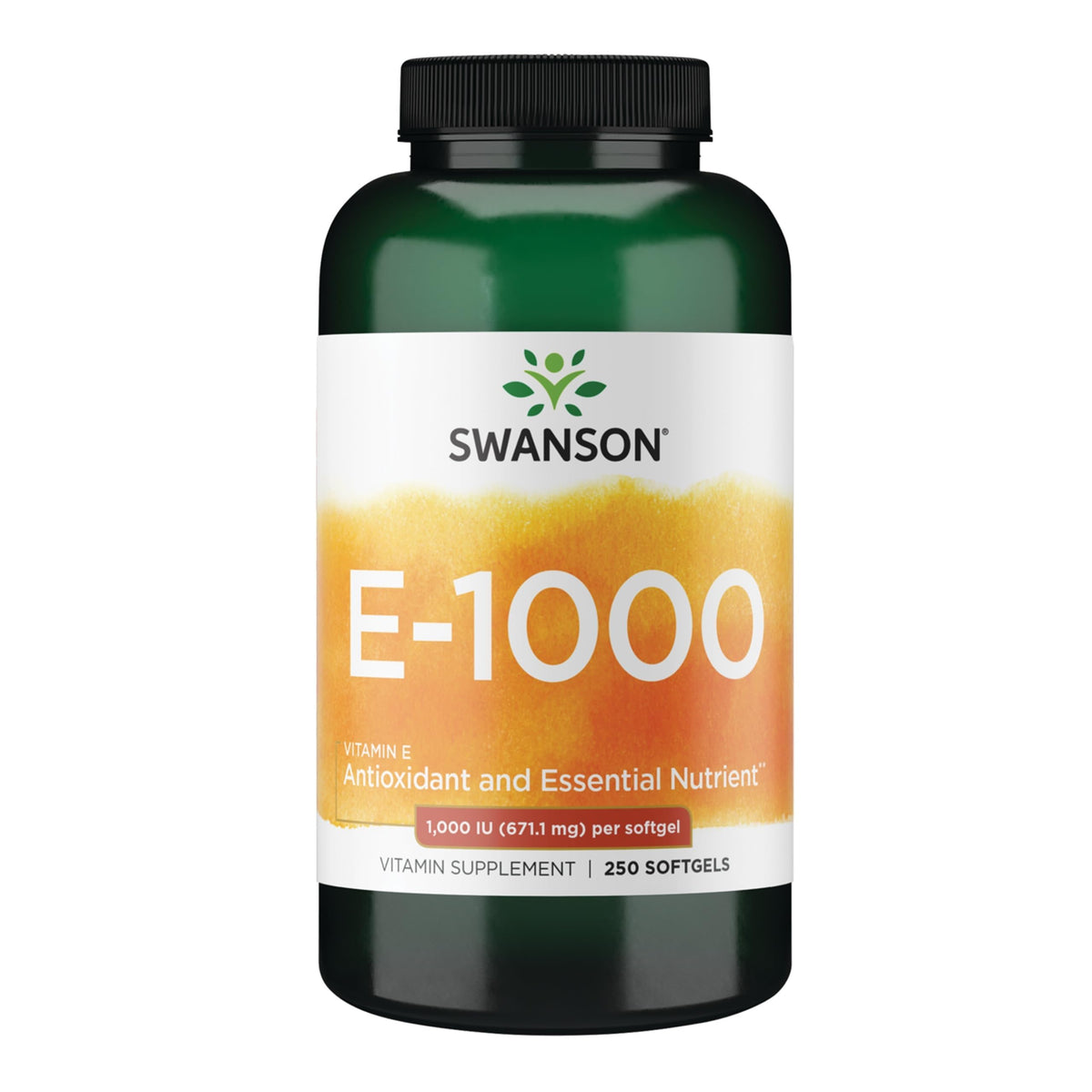 Swanson envase frontal con 250 cápsulas blandas, presentación práctica