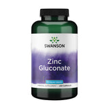Swanson envase frontal mostrando zinc gluconate y cantidad de cápsulas