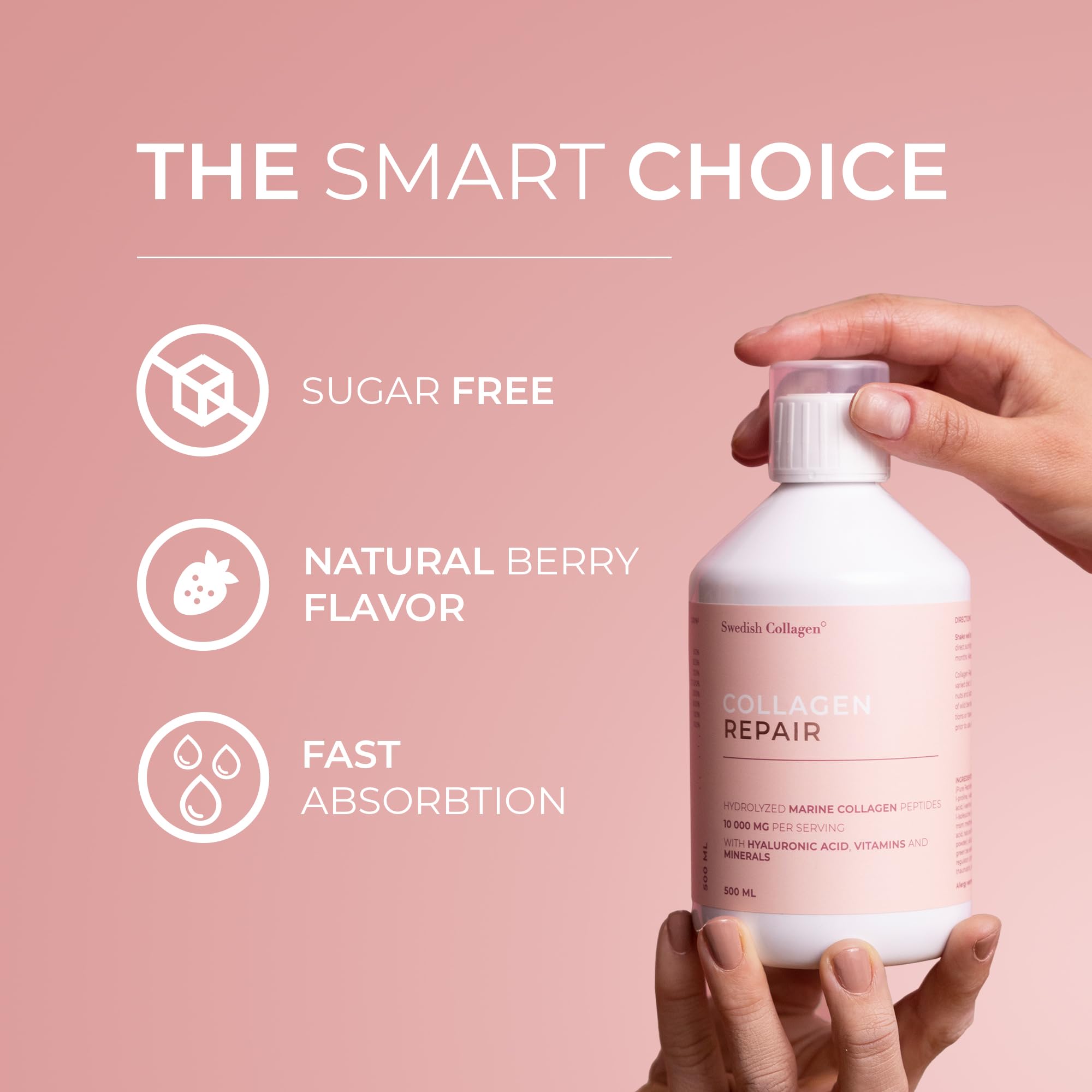 Swedish Collagen comparación de tamaño para entender el volumen