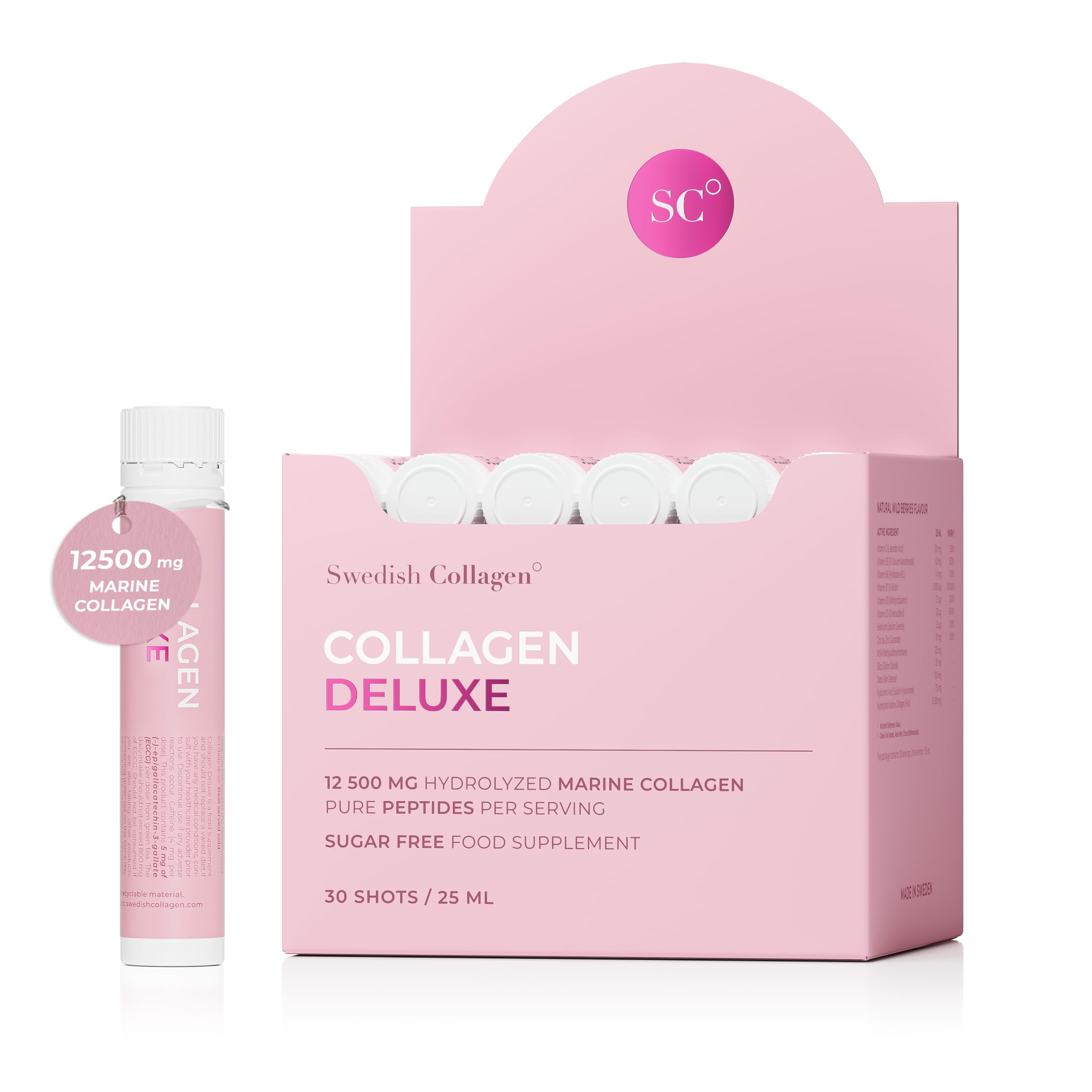 Swedish Collagen frente del producto mostrando diseño y beneficios