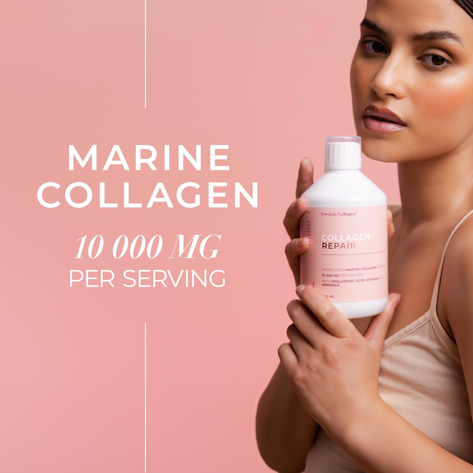 Swedish Collagen textura líquida en gota mostrando absorción rápida