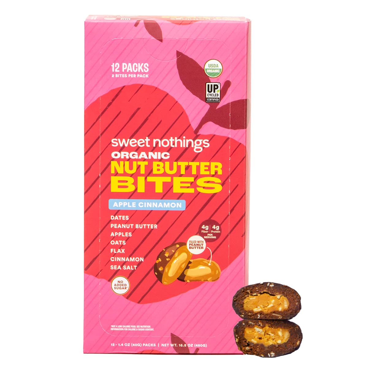 Sweet Nothings empaque frontal Apple Cinnamon, atractivo y orgánico