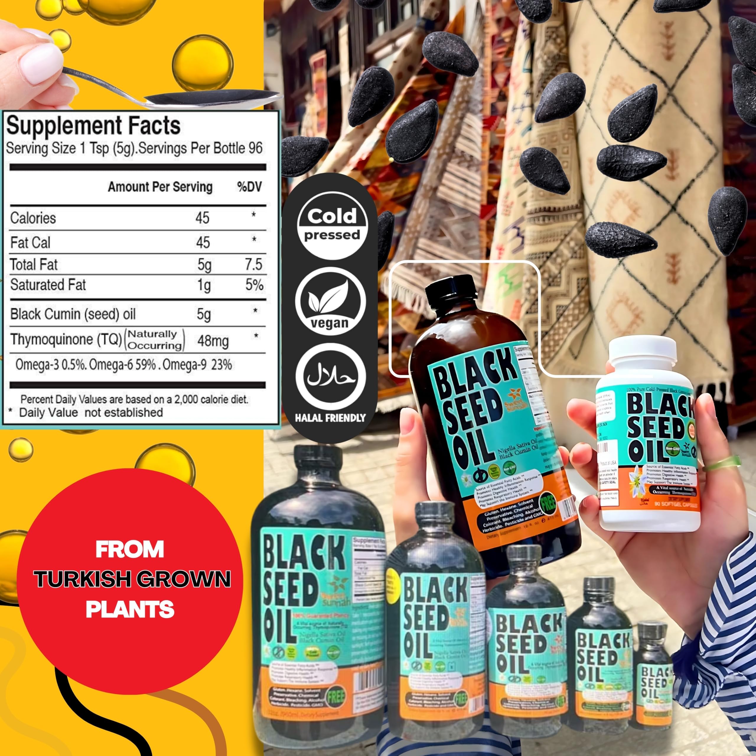 Sweet Sunnah envase ámbar con cierre hermético preservando antioxidantes