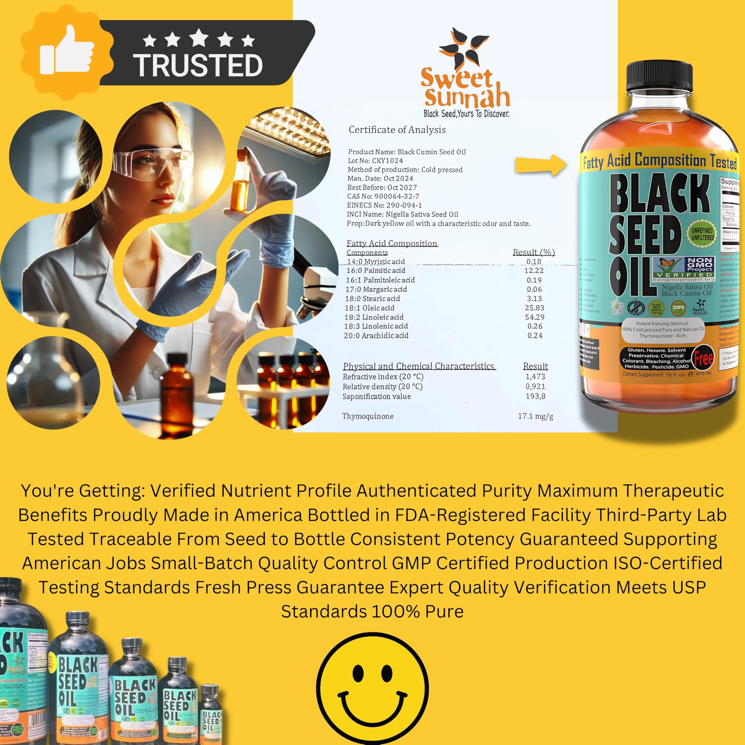 Sweet Sunnah comparación de tamaño 16 oz que muestra rendimiento para 3 meses