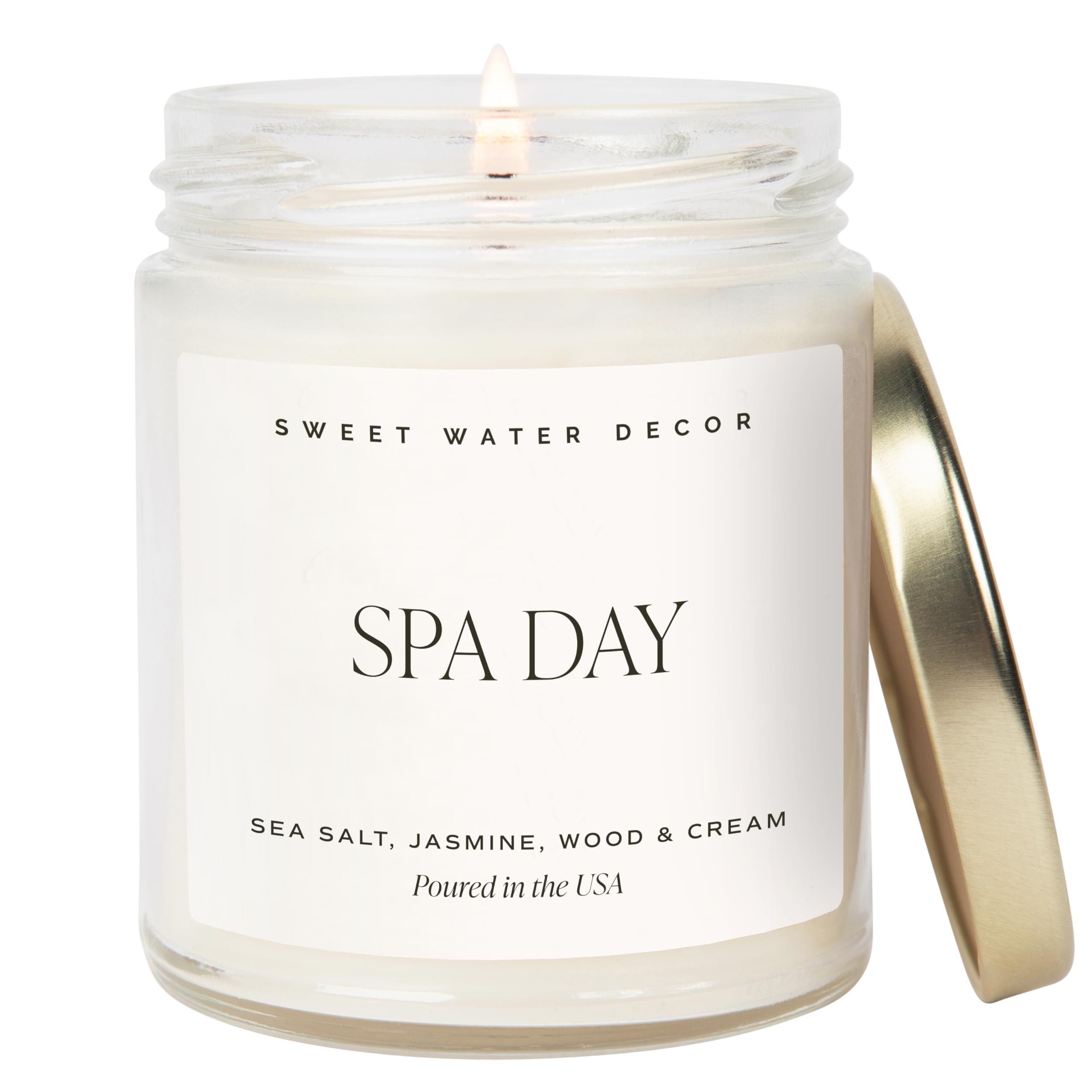 Sweet Water Decor tarro frontal mostrando diseño elegante y aroma relajante