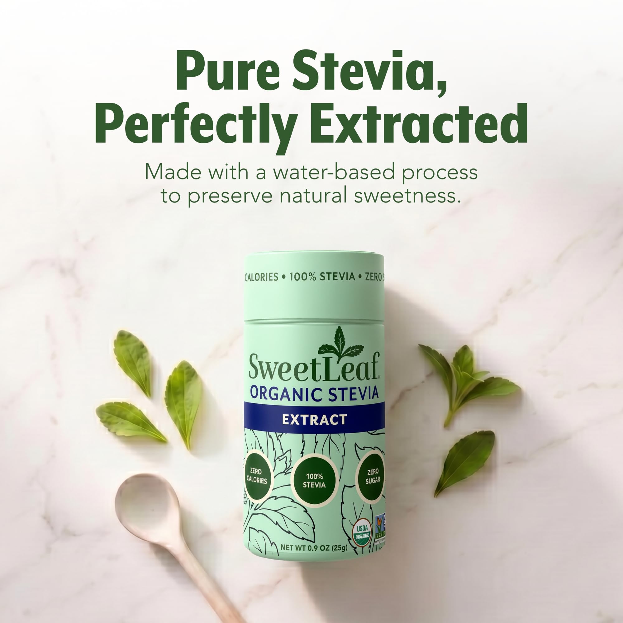 SweetLeaf comparación de tamaño del frasco para llevar y almacenamiento