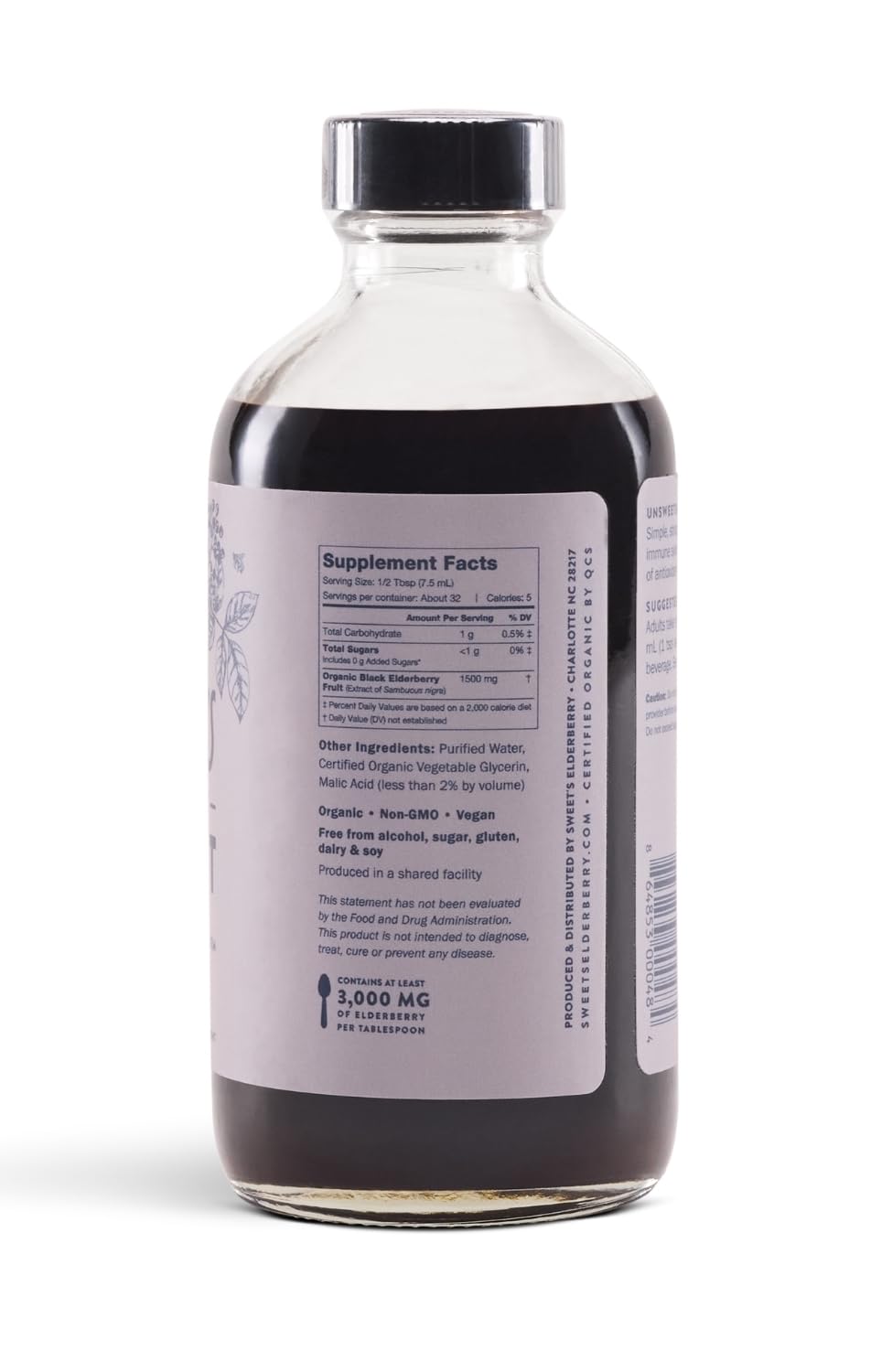Sweet's Elderberry dosificación con cucharada para uso familiar preciso