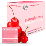 Sweetums frontal del empaque Cherry mostrando el diseño y beneficio de frescura