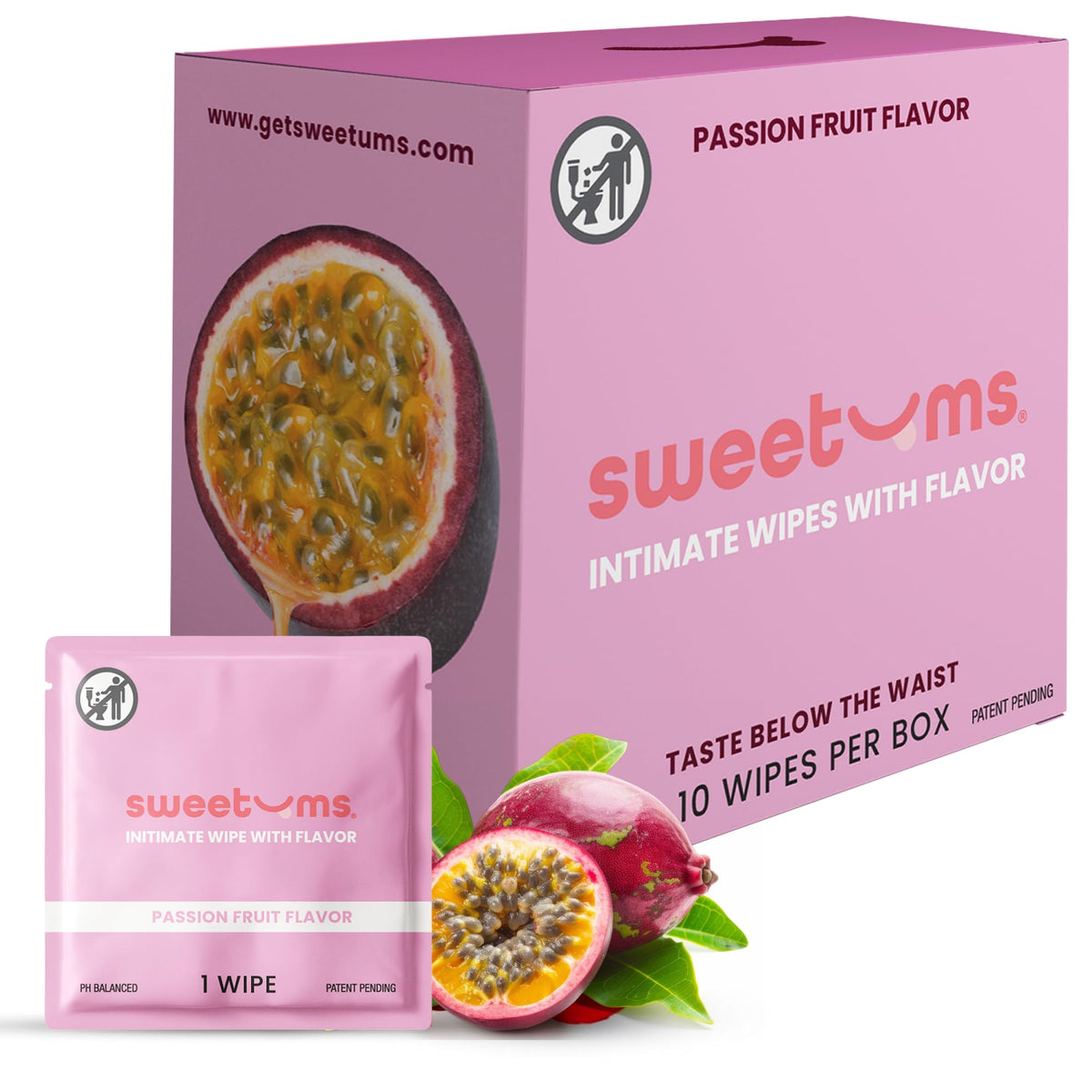 Sweetums imagen frontal del paquete pasión con confort y frescura