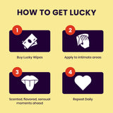 Sweetums Lucky Wipes escena lifestyle en bolso de viaje, comodidad para el día a día