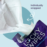 Sweetums Lucky Wipes etiqueta con ingredientes y pH balanceado, seguridad para piel