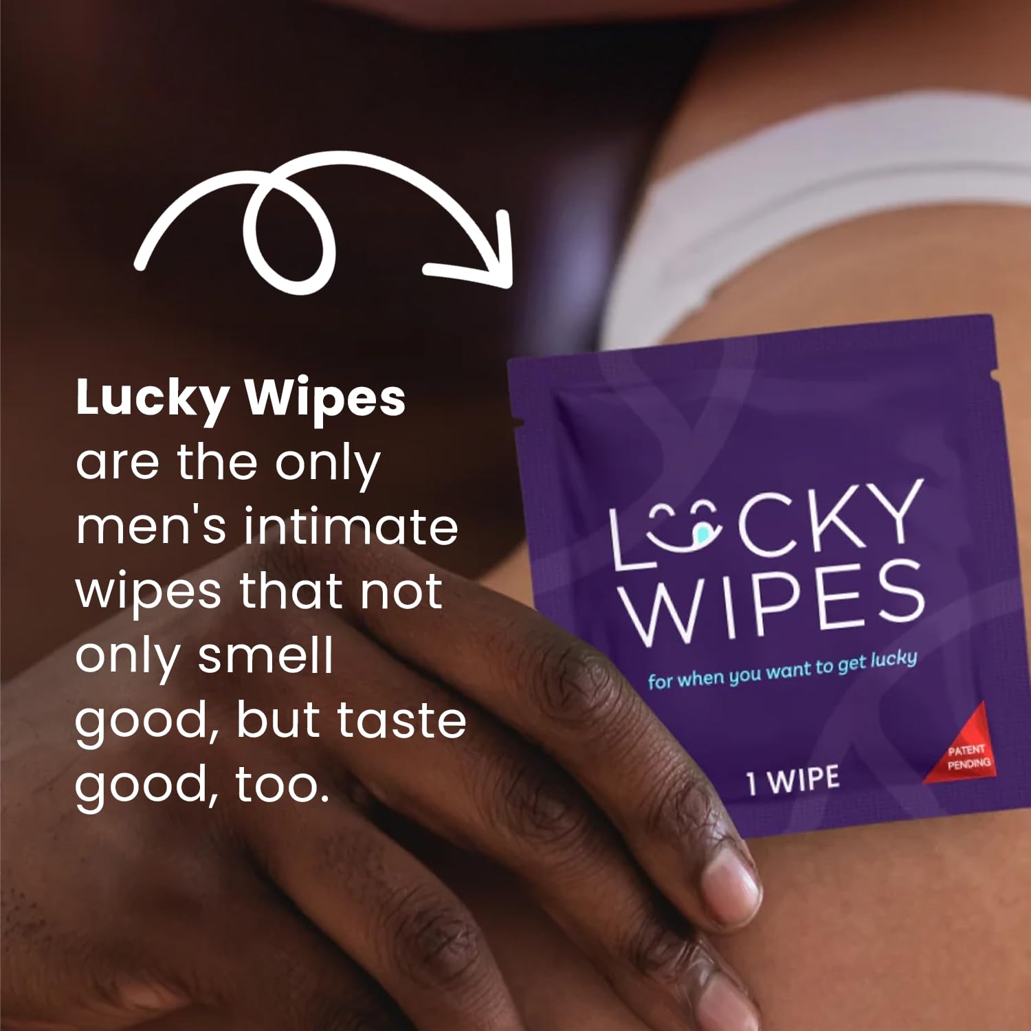 Sweetums Lucky Wipes detalle de la textura de la toallita, sensación suave y efectiva
