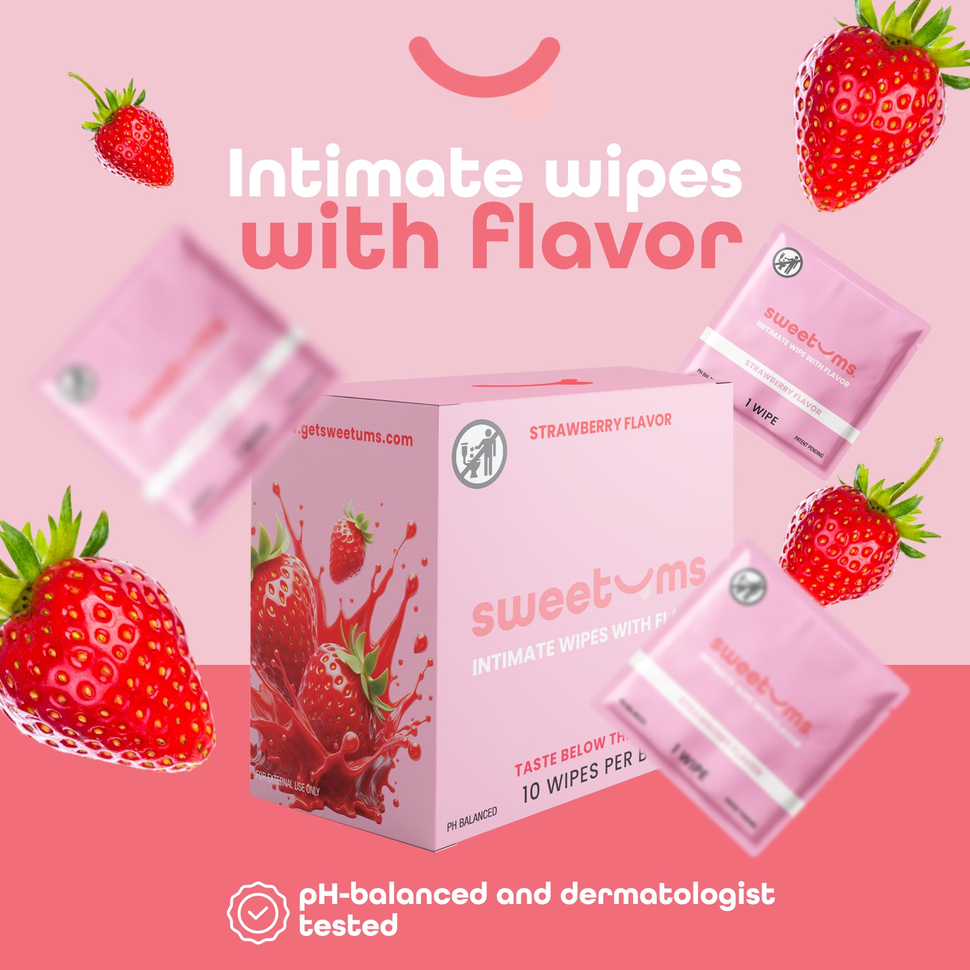 Toallita Sweetums desplegada con textura suave beneficiosa para limpieza externa