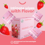 Toallita Sweetums desplegada con textura suave beneficiosa para limpieza externa