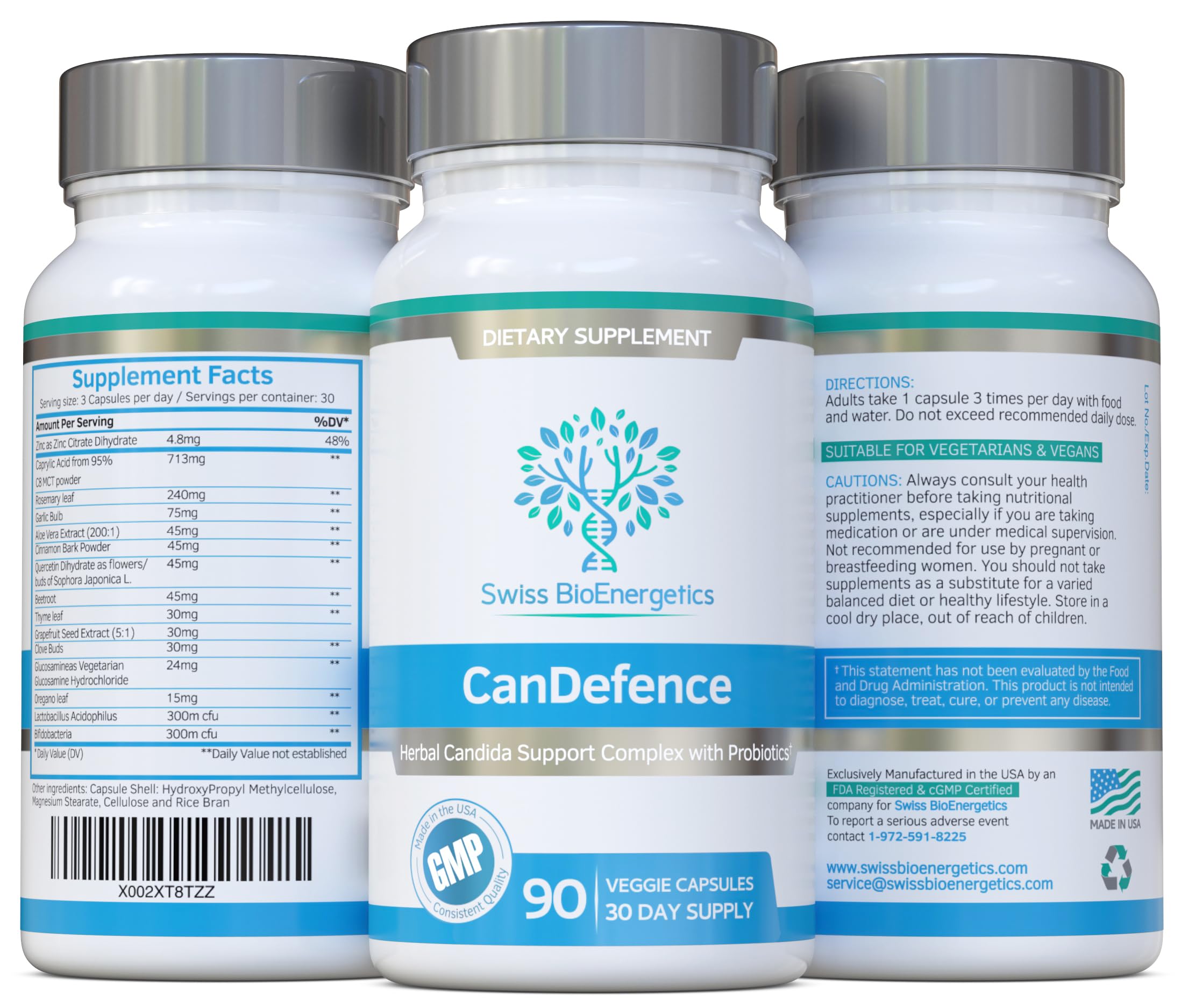 Swiss BioEnergetics CanDefence cápsula en primer plano textura y formulación vegetal