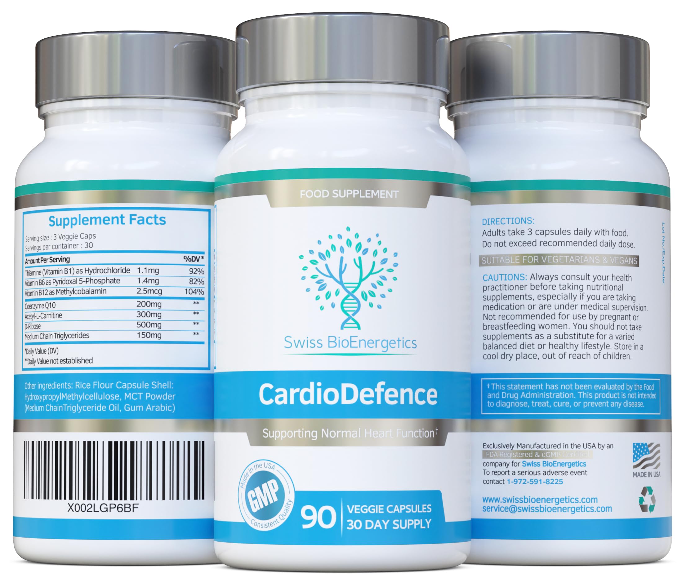 Swiss Bioenergetics CardioDefence sello cGMP demostrando control de calidad