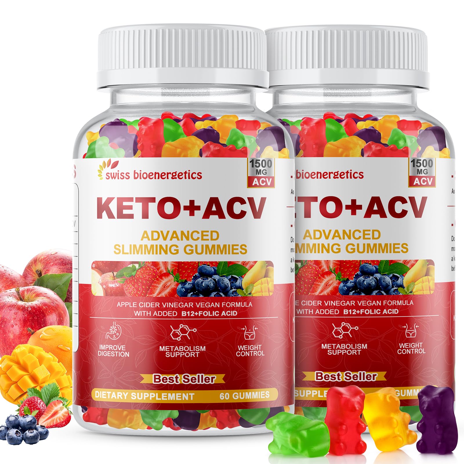 Swiss Bioenergetics pack frontal de dos frascos conveniente para uso diario