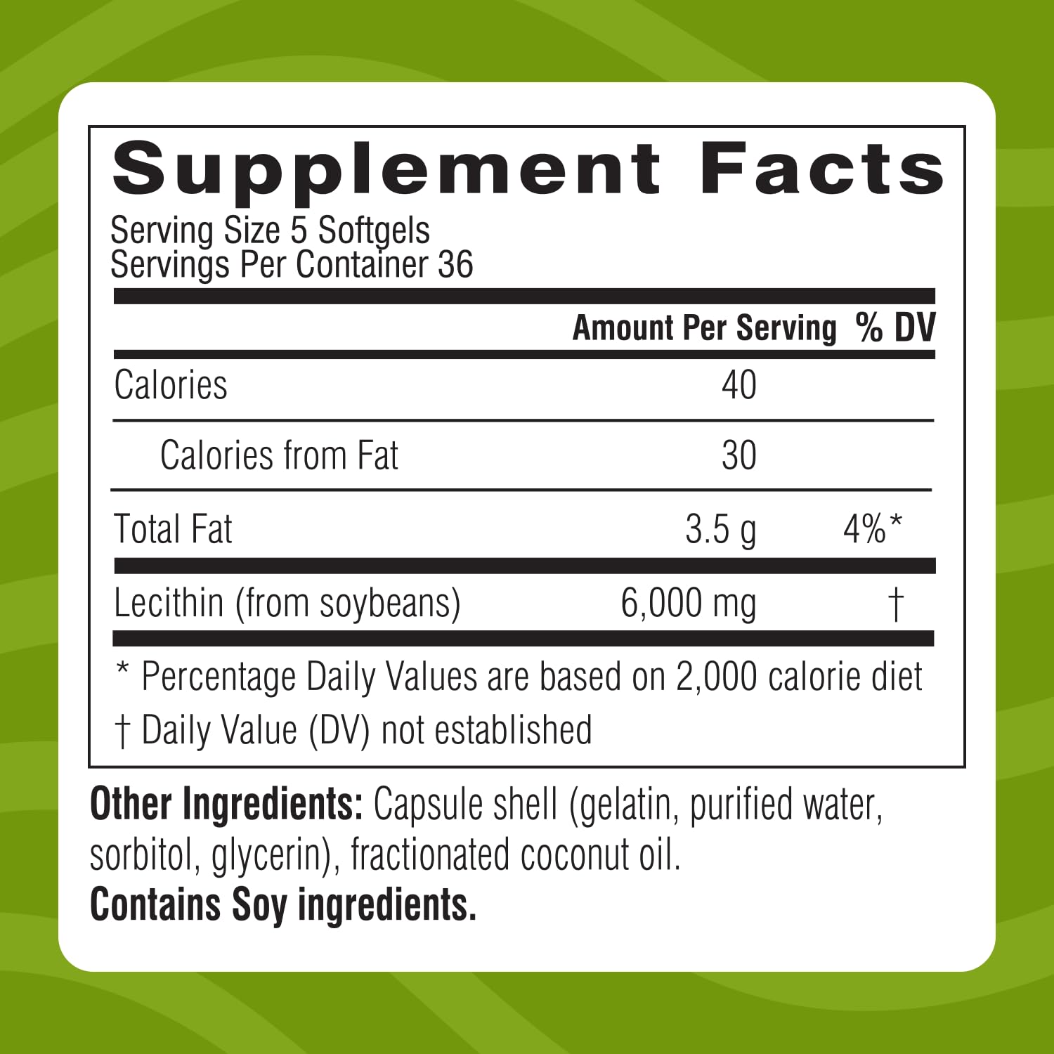 Swisse etiqueta con ingredientes resaltando lecitina de soja 1200 mg