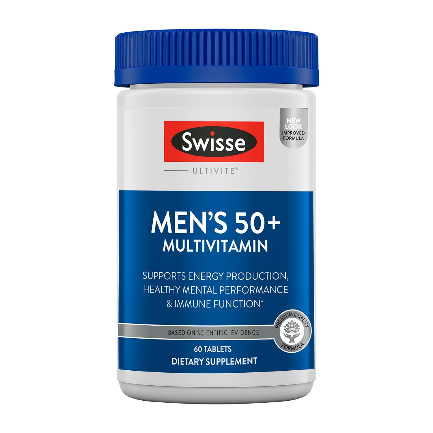 Swisse envase frontal mostrando 60 comprimidos y marca para identificación rápida