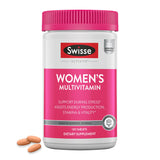 Swisse empaque frontal para mujeres mostrando 120 tabletas y beneficios diarios
