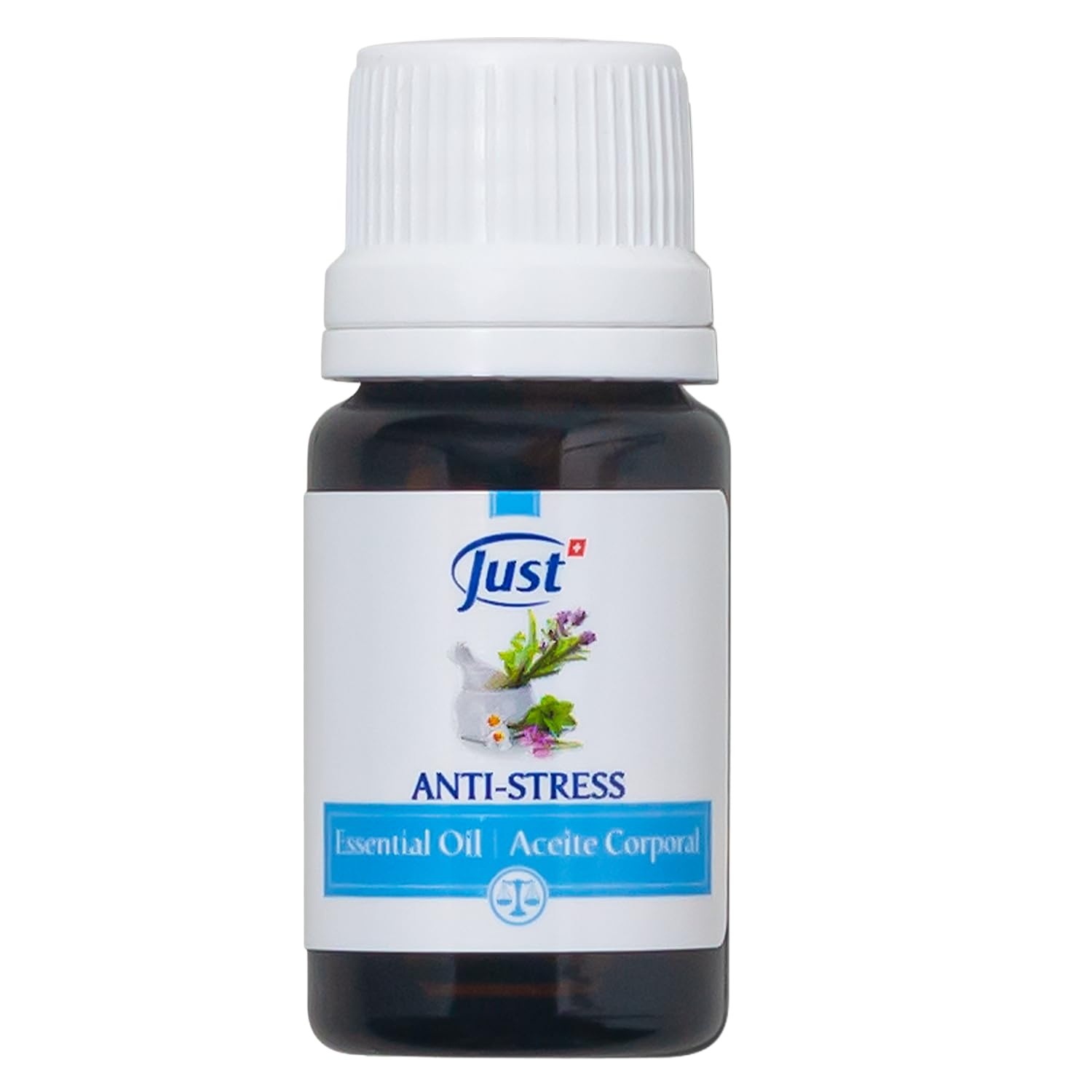 SwissJust frasco frontal del aceite antiestrés, fácil de llevar y usar