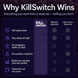 SWITCH bote abierto indicando 30 porciones y uso nocturno sencillo