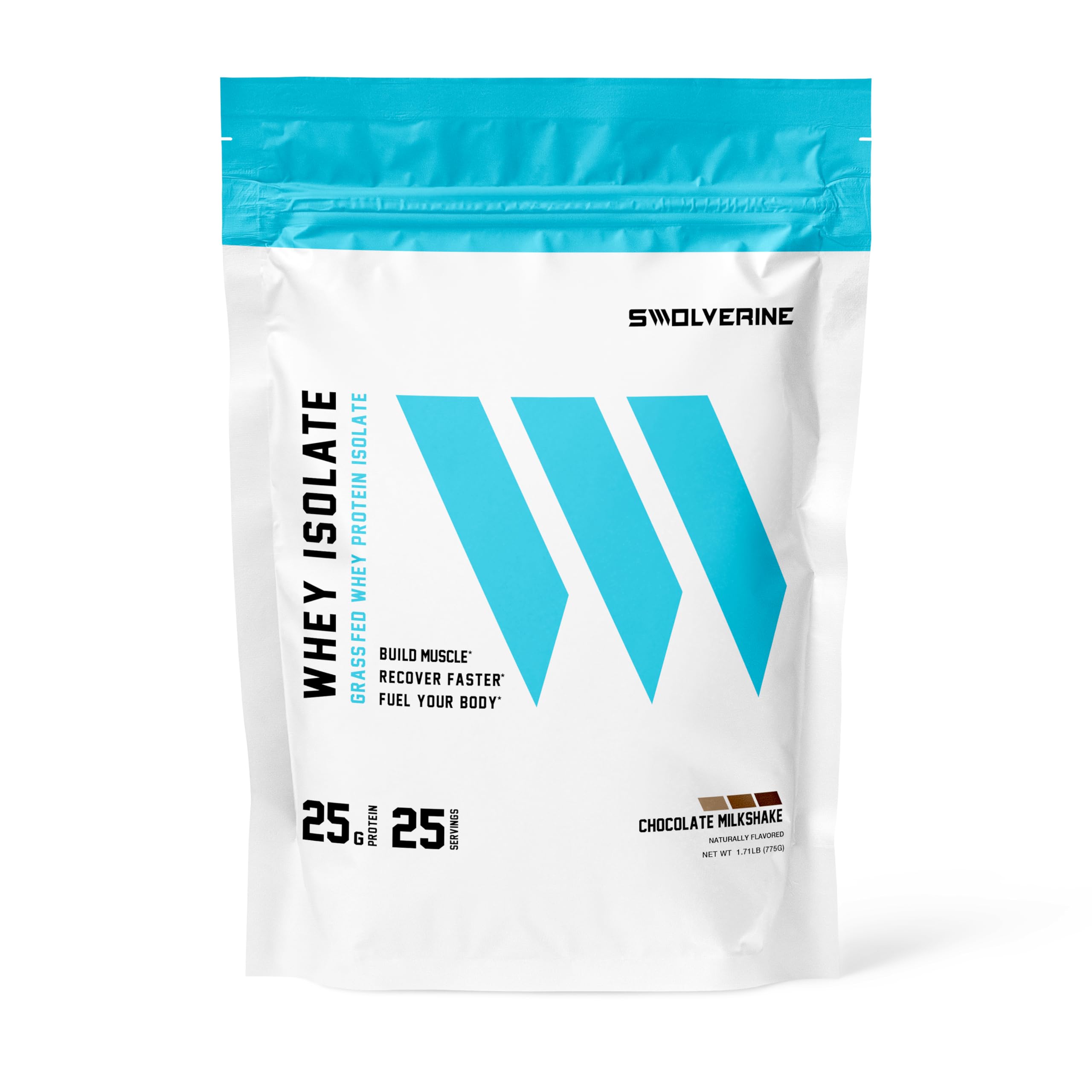 Swolverine envase frontal del aislado sabor chocolate con información clara